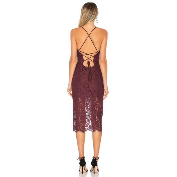 Lovers & Friends Skylight Midi Dress Merlot Wine Lace Up Sleeveless Sz S - Picture 6 of 14